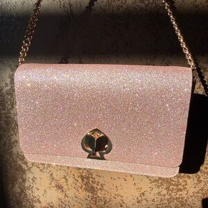 Kate Spade Pink Glitter Shimmer Nicola Twistlock Crossbody Bag